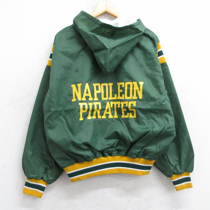 L★古着 長袖 ハーフジップ ナイロン ジャケット パーカー メンズ 80年代 80s NAPOLEON PIRATES 7 緑 25dec04