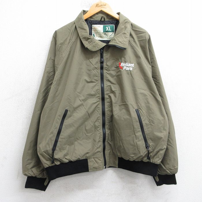 XL★古着 Wear Guard 長袖 ナイロン ジャケット メンズ 00年代 00s Reliant Park ラグラン ベージュ系【spe】 25dec04