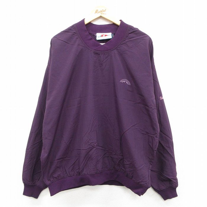 【20%OFF】XL★古着 長袖 ナイロン ジャケット メンズ 90年代 90s Badlands ゴルフ 大きいサイズ クルーネック USA製 紫 25dec05