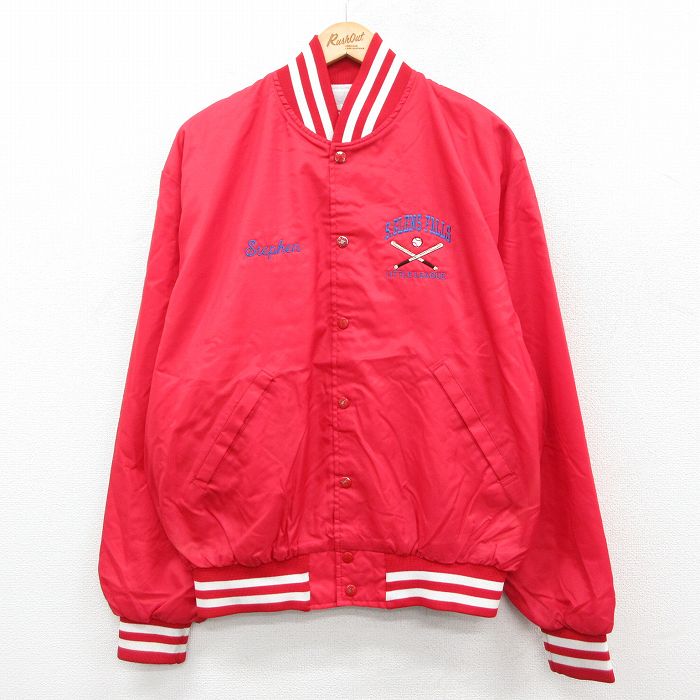 90s ナイロンジャケット S.GLENS FALLSベースボール レッド XL | 古着