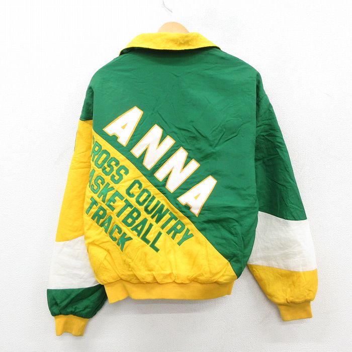 L★古着 スイングスター 長袖 ナイロン ジャケット メンズ 90年代 90s ANNA バスケットボール マルチカラー 緑他 内側キルティング【spe】 25dec06