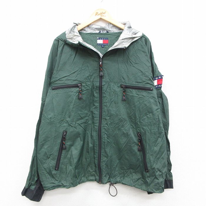 【50%OFF】トミーヒルフィガー 90s ナイロンジャケット ワンポイントロゴ グリーン XL | 古着