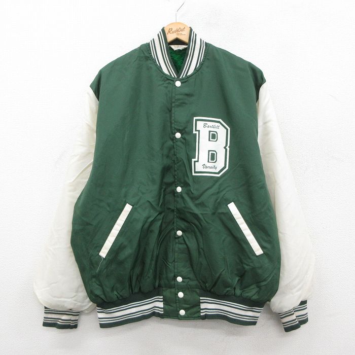 XL★古着 長袖 ナイロン ジャケット メンズ 80年代 80s Bartlett 大きいサイズ USA製 緑他 内側ファー 25dec13