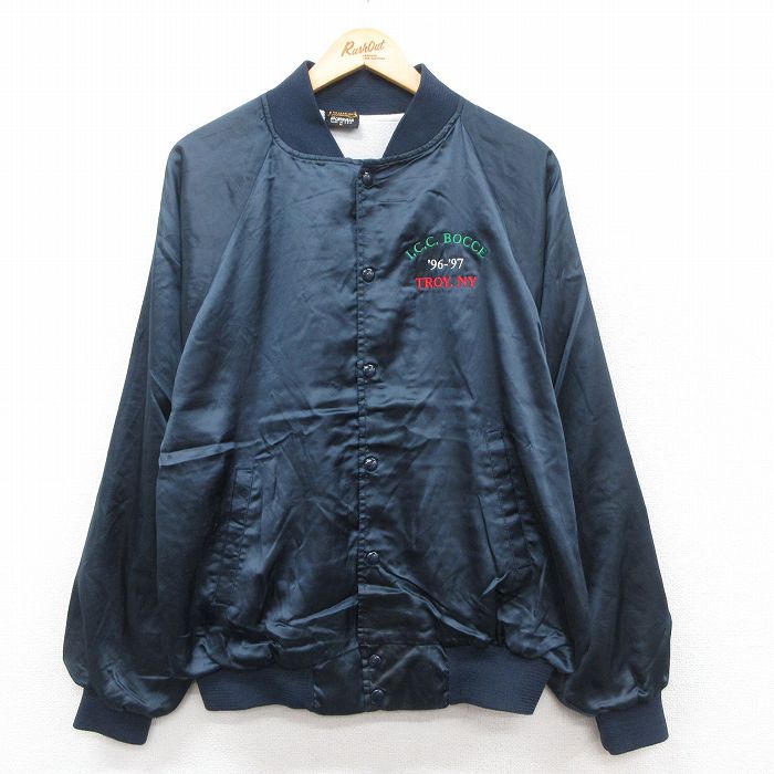 L★古着 長袖 ナイロン ジャケット メンズ 90年代 90s LCC BOCCE ラグラン USA製 紺 25dec16