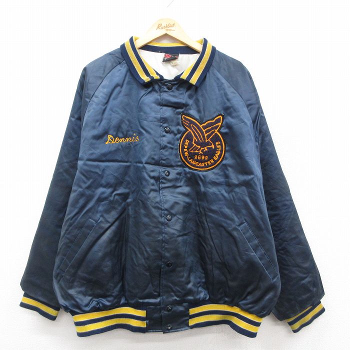ヒルトン 90s ラグランナイロンジャケット EAGLESプリント ネイビー XL | 古着