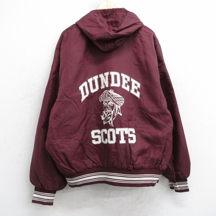 DUNDEE SCOTS 90s ハーフジップナイロンジャケット 内側キルティング バーガンディ XL | 古着