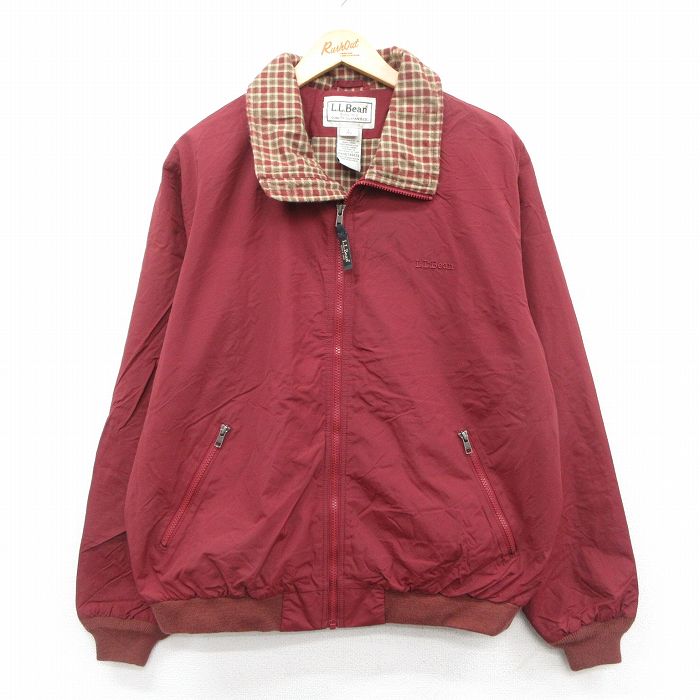 L★古着 エルエルビーン 長袖 ナイロン ジャケット メンズ 00年代 00s ワンポイントロゴ エンジ系他 26jan06