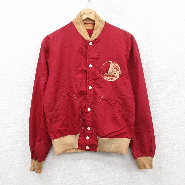 【20%OFF】60s ナイロンジャケット ボウリング レッド S | 古着