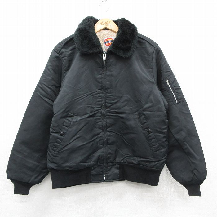 L★古着 ディッキーズ 長袖 ナイロン ジャケット パーカー メンズ 90年代 90s USA製 黒 内側ボア【spe】 26jan13