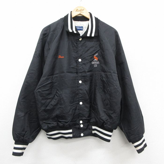 XL★古着 ホロウェイ 長袖 ナイロン ジャケット メンズ 90年代 90s simon ラグラン USA製 黒他 内側キルティング 26jan13