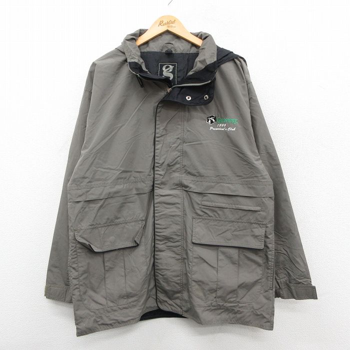 L★古着 長袖 ナイロン ジャケット パーカー メンズ 90年代 90s Gateway リップストップ 緑系 26jan13