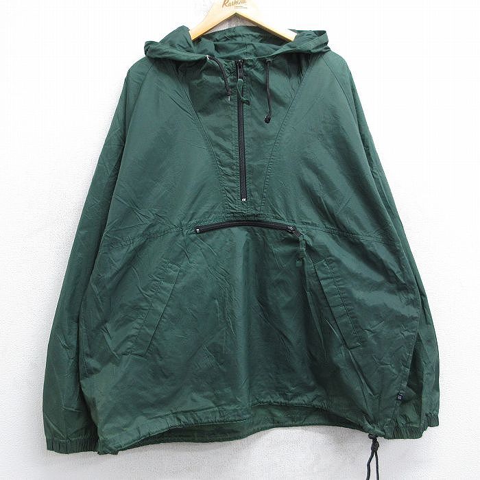 XL★古着 ギャップ GAP 長袖 ハーフジップ ナイロン ジャケット パーカー メンズ 00年代 00s ラグラン 緑 26jan19