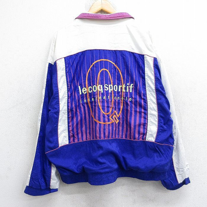 L★古着 ルコックスポルティフ 長袖 ナイロン ジャケット メンズ 90年代 90s ビッグロゴ 刺繍 紫他【spe】 26jan19