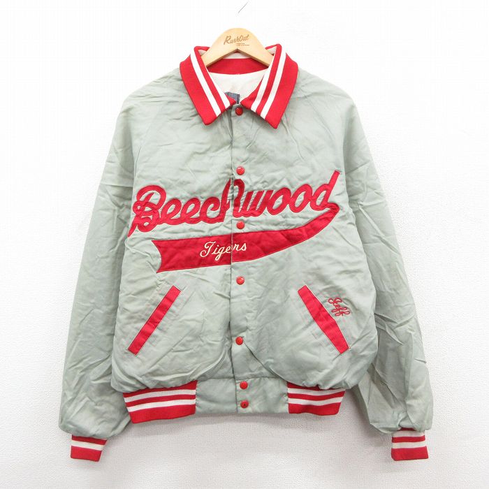 L★古着 マジェスティック 長袖 ナイロン ジャケット メンズ 90年代 90s Beechwood ラグラン グレー系他 内側キルティング 26jan20