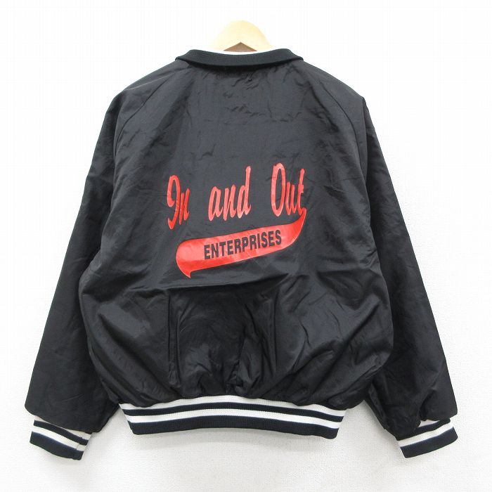 XL★古着 長袖 ナイロン ジャケット メンズ 90年代 90s In and Out ラグラン USA製 黒他 内側キルティング 26jan26