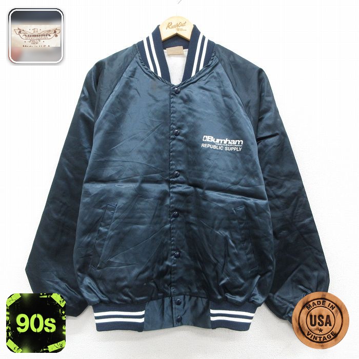 90s ラグランナイロンジャケット Burnham ネイビー M | 古着