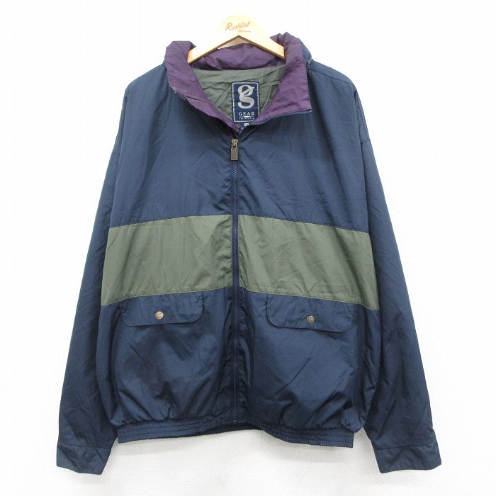 XL★古着 長袖 ジャケット メンズ 大きいサイズ 紺他 26jan26