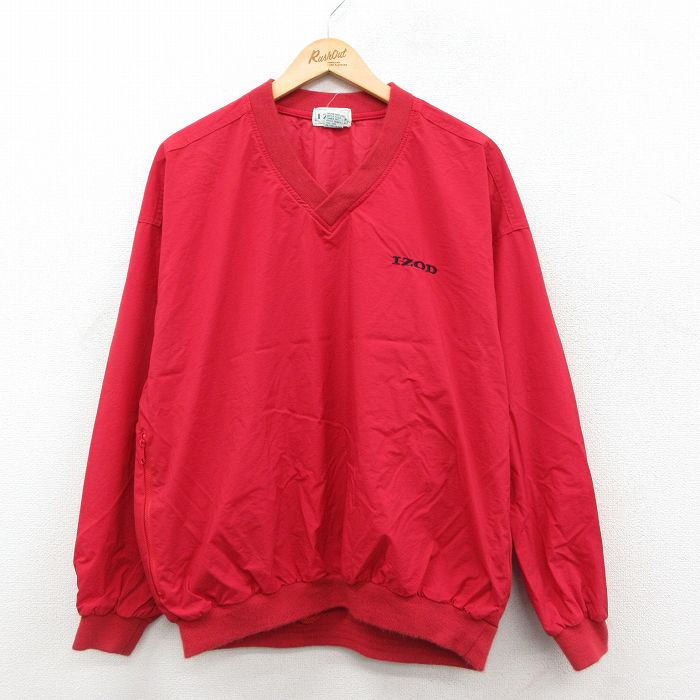 IZOD 90s ナイロンジャケット ワンポイントロゴ レッド L | 古着