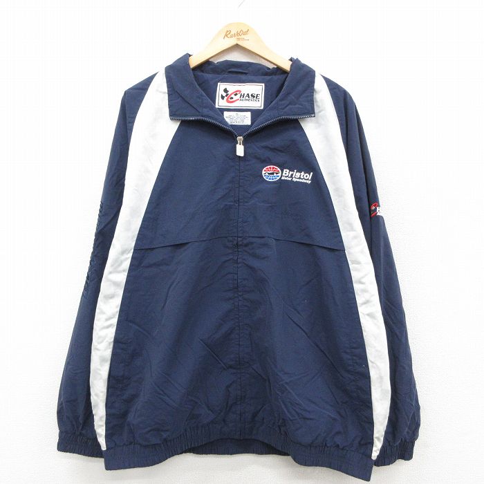 NASCAR Bristol 90s ナイロンジャケット 内側メッシュ ネイビー XL | 古着