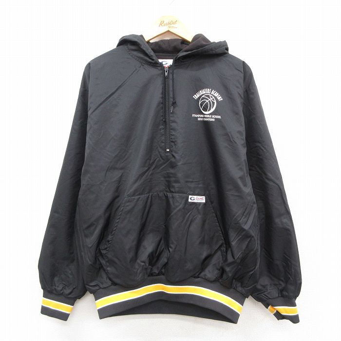 XL★古着 長袖 ハーフジップ ナイロン ジャケット パーカー メンズ TRAILBLAZERS 黒他 26feb09