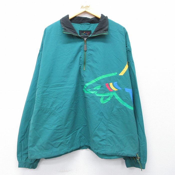【20%OFF】グレッグノーマン 長袖ハーフジップナイロンジャケット 内側メッシュ グリーン XL | 古着