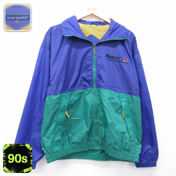 【50%OFF】スイングスター 90s ナイロンジャケット オリンピック ブルー L | 古着