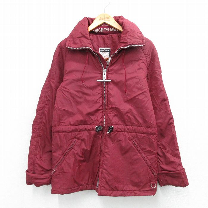 S★古着 マイティーマック 長袖 ナイロン ジャケット メンズ 80年代 80s ラグラン USA製 エンジ【spe】 26feb12