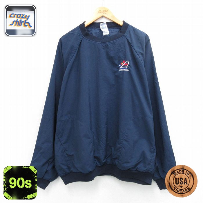 90s ラグランナイロンジャケット CARMELBY THE SEA ネイビー XL | 古着
