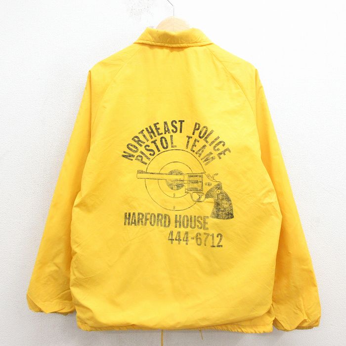 L★古着 キングルイ 長袖 ナイロン ジャケット メンズ 80年代 80s ピストル ラグラン USA製 黄 26feb21