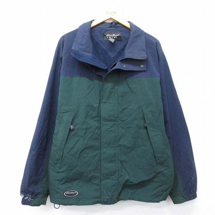 XL★古着 エディーバウアー 長袖 ナイロン ジャケット メンズ EBTEK ゴアテックス 緑他【spe】 26feb24
