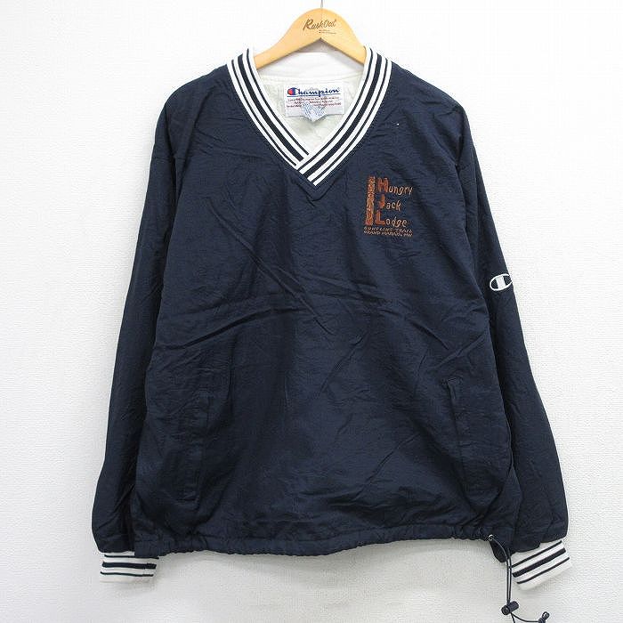 チャンピオン 00s ナイロンジャケット Hungly Jack Lodge ネイビー XL | 古着