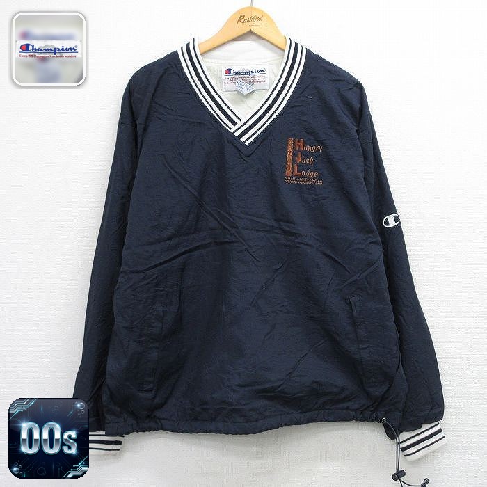 チャンピオン 00s ナイロンジャケット Hungly Jack Lodge ネイビー XL | 古着