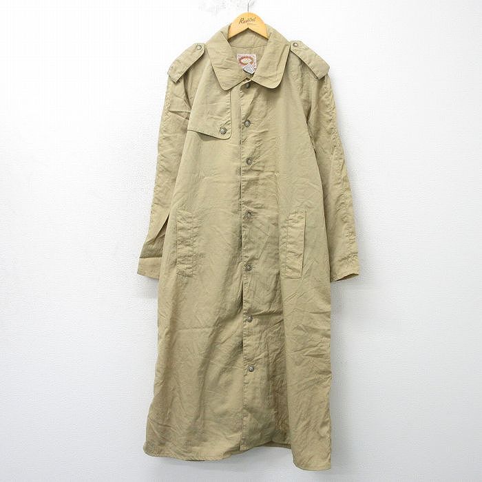 M★古着 バナナリパブリック 長袖 ナイロン トレンチ コート メンズ 80年代 80s ラグラン ロング丈 ベージュ【spe】 26mar02
