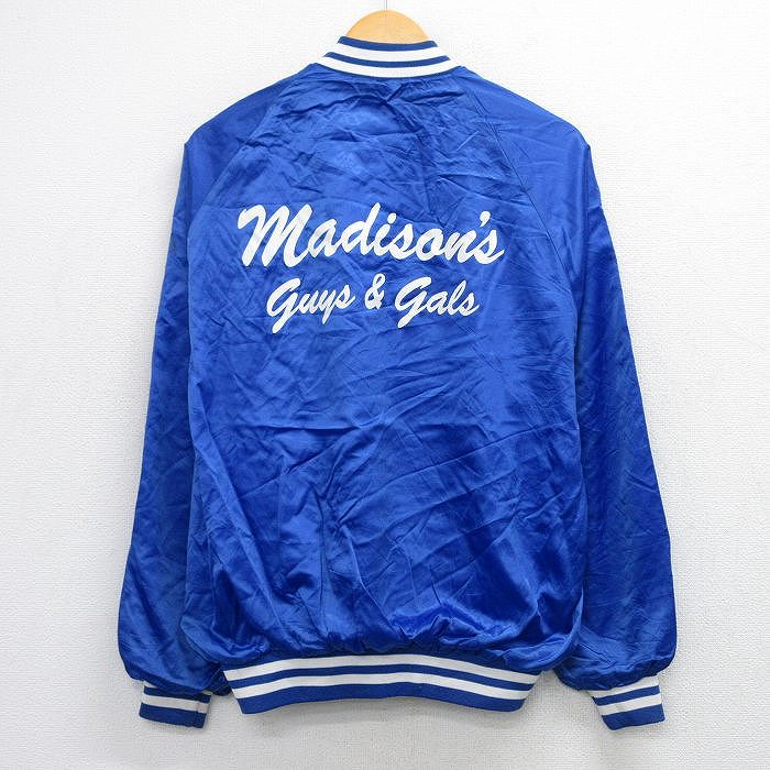 90s ラグランナイロンジャケット madisonプリント ブルー L | 古着