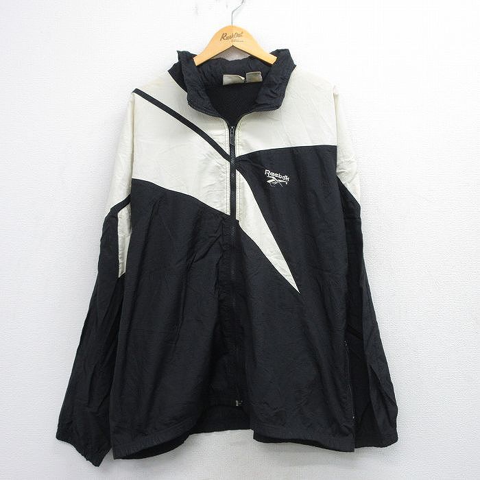 リーボック 90s ナイロンジャケット ワンポイントロゴ ブラック XL | 古着