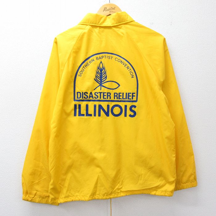 M★古着 長袖 ナイロン ジャケット メンズ 90年代 90s ILLINOIS ラグラン USA製 黄 26mar06