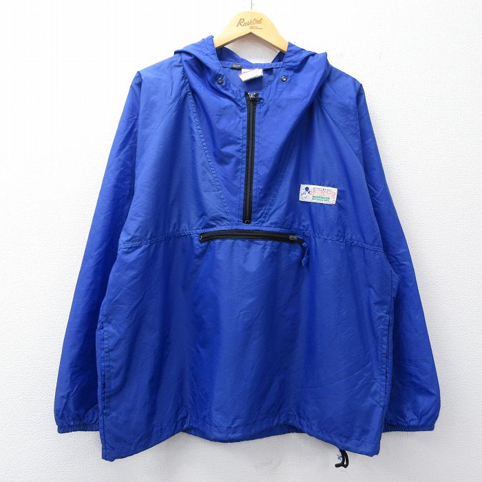 ディズニー 90s ラグランハーフジップナイロンジャケット ミッキー ネイビー XL | 古着