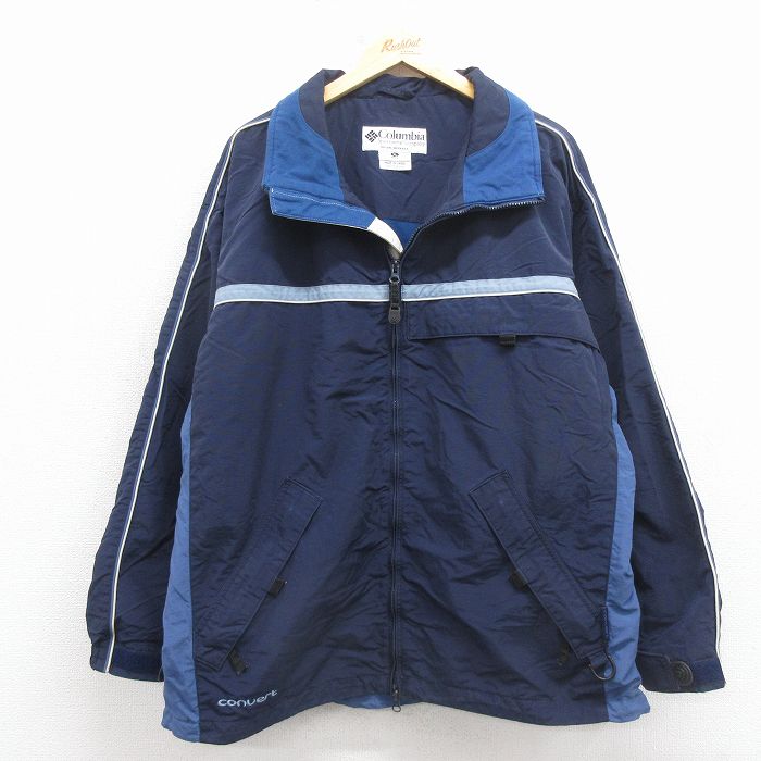 XL★古着 長袖 ナイロン ジャケット メンズ 00年代 00s 大きいサイズ 濃紺【spe】 26mar09