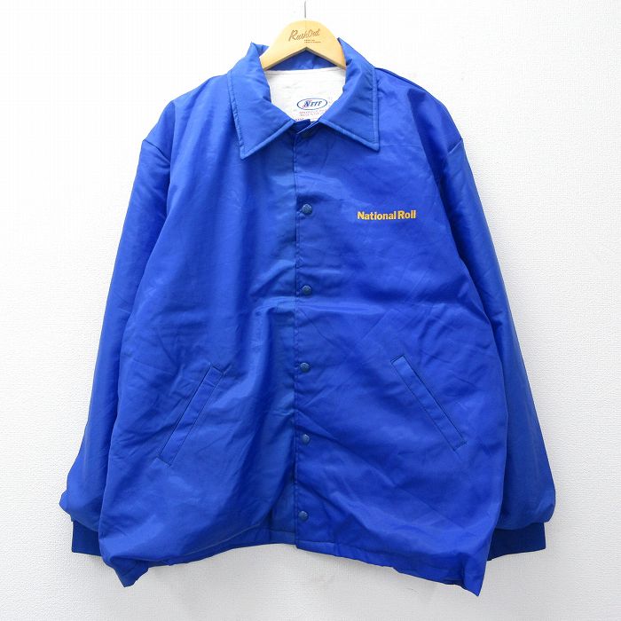 XL★古着 長袖 ナイロン ジャケット メンズ 90年代 90s National Roll 大きいサイズ USA製 青 26mar12