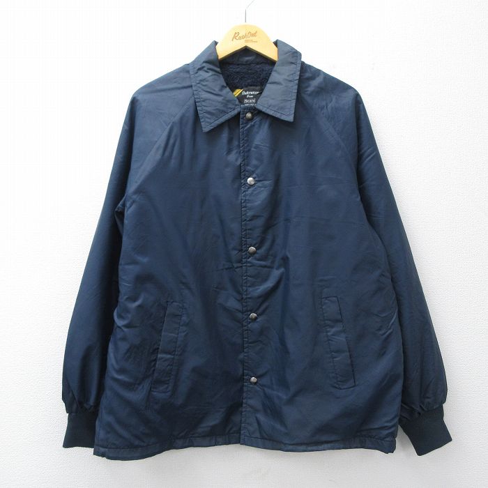XL★古着 シアーズ 長袖 ナイロン ジャケット メンズ 80年代 80s ラグラン 紺 内側ファー 26mar12