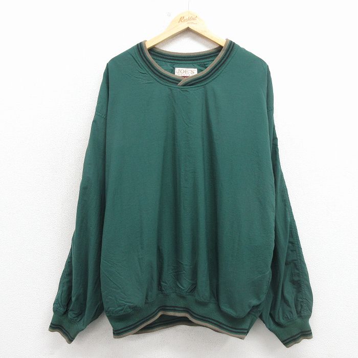 XL★古着 JOS A BANK 長袖 ナイロン ジャケット メンズ 90年代 90s 無地 大きいサイズ 緑 26mar12