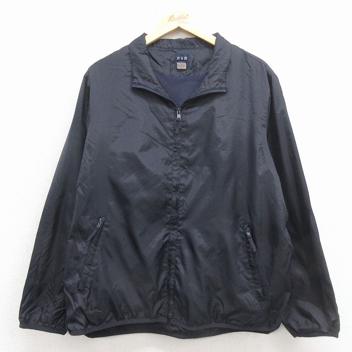 L★古着 ギャップ GAP 長袖 ナイロン ジャケット メンズ 00年代 00s リップストップ 黒【spe】 26mar17