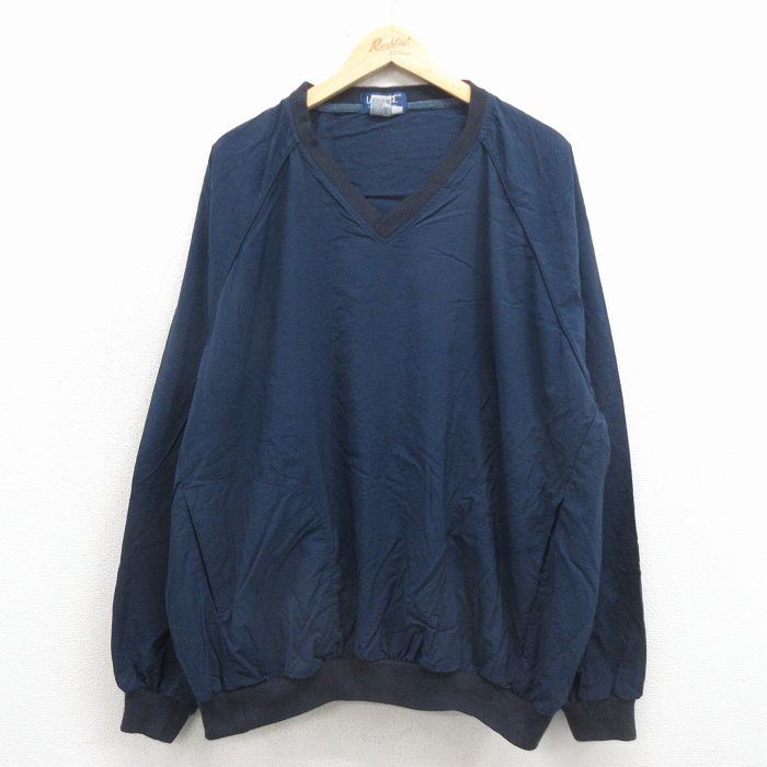 XL★古着 長袖 ナイロン ジャケット メンズ 90年代 90s 大きいサイズ ラグラン USA製 紺 26mar17