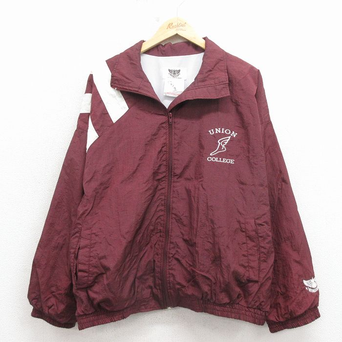 XL★古着 長袖 ナイロン ジャケット メンズ 90年代 90s ウィングフット カナダ製 エンジ 26mar24