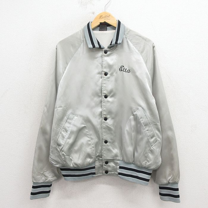 L★古着 長袖 ナイロン ジャケット メンズ 80年代 80s Etta ラグラン USA製 グレー 26mar24