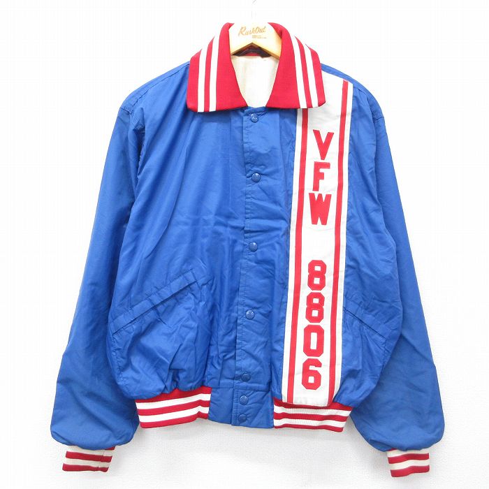 L★古着 長袖 ナイロン ジャケット メンズ 80年代 80s VFW USA製 青他 26apr01