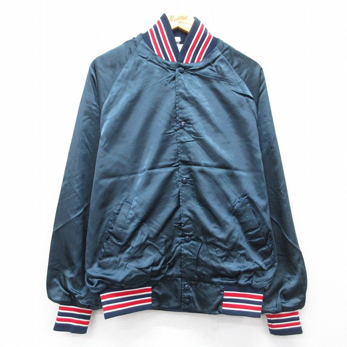L★古着 長袖 ナイロン ジャケット メンズ 90年代 90s アリゾナワイルドキャッツ ラグラン USA製 紺他 26apr01