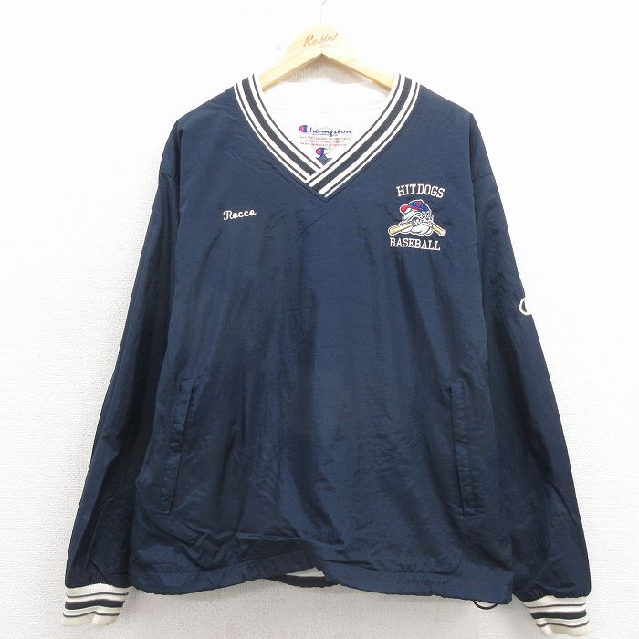 チャンピオン 00s ナイロンジャケット ブルドッグ ネイビー XL | 古着