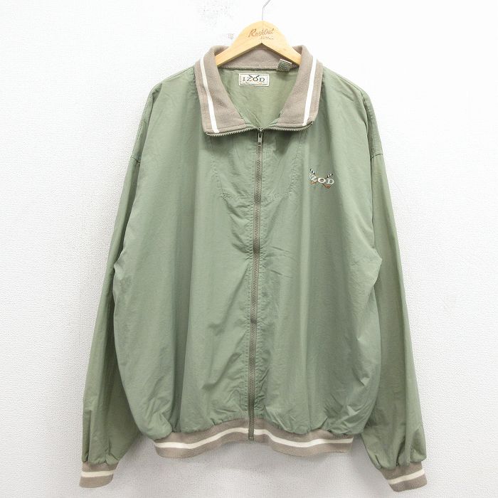 XL★古着 IZOD 長袖 ナイロン ジャケット メンズ 90年代 90s ワンポイントロゴ 緑 26apr03
