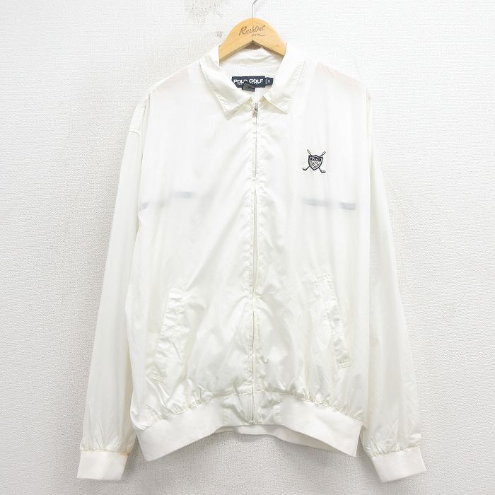 L★古着 ラルフローレン ポロゴルフ 長袖 ブランド ナイロン ジャケット メンズ 90年代 90s ワンポイントロゴ 白 26apr10